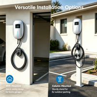 Borne de recharge murale pour VE 7 kW Type 2 32A Monophasé Station de charge AC pour voiture électrique domestique 220V Niveau 2 Montage mural