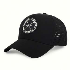 Gorra de Béisbol Personalizada al por Mayor, Ecológica, sin Estructura, de 5 Paneles, con Orificios Cortados con Láser, Logotipo de PVC de Goma Impreso con Serigrafía - Product Image 1