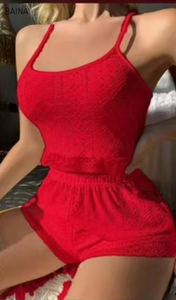 Conjunto de Ropa de Dormir Cómoda para Mujer, Verano, Camisola de Encaje sin Espalda, Pantalones Cortos con Cintura Elástica, Pijama Femenina - Product Image 5