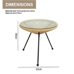 Set <span class=keywords><strong>Furniture</strong></span> dan kursi rotan, tabung baja rotan kasual 3 bagian luar ruangan taman luar ruangan warna-warni meja balkon dan kursi - Product Image 4
