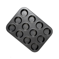 Molde redondo para cupcake com 12 copos, molde para revestimento antiaderente de aço carbono