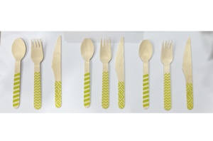 Ustensiles en bois gravés personnalisés <span class=keywords><strong>couverts</strong></span> jetables pour décor de fête cuillère en bois personnalisée couteau fourchette pour anniversaires mariage - Product Image 4