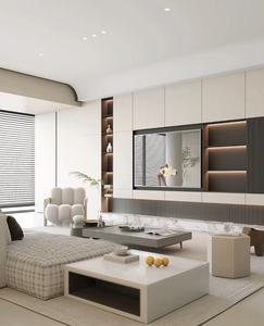 Mobile <span class=keywords><strong>TV</strong></span> Moderno <span class=keywords><strong>con</strong></span> <span class=keywords><strong>Pannello</strong></span> in Melamina e Illuminazione <span class=keywords><strong>LED</strong></span>, <span class=keywords><strong>Porta</strong></span> in Vetro, Arredamento in Legno per Soggiorno - Product Image 4