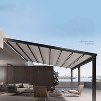Pergola pliante moderne de luxe en alliage d'aluminium, imperméable, avec auvent rétractable et télécommande pour hôtel et restaurant