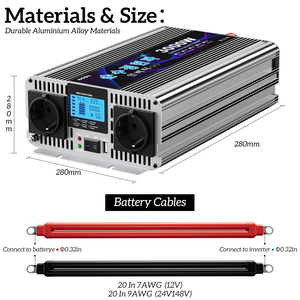 HOULI Convertidor de Corriente de 24v a 220v, 7000 Vatios, Onda Sinusoidal Pura para Automóvil, 12V a CA 220V, 7000w, HPFSC0035U, Mini Inversores - Product Image 4