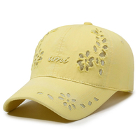 Casquettes de baseball unisexes en sergé de coton mélangé à 6 panneaux, brodées de fleurs et à bord incurvé, style streetwear décontracté pour le quotidien