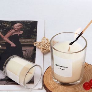 Vela de Cera de Soja con Logotipo Personalizado, en Frasco de Vidrio, Estilo Minimalista, Aromaterapia Perfumada, Decoración para el Hogar, Forma Cilíndrica, Una Sola Mecha - Product Image 1