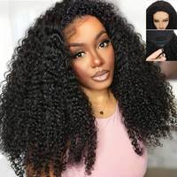 Wig rambut manusia setengah kepala gelombang alami tanpa sambungan, rambut asli Brasil, keriting Burma, kepadatan 180%, panjang 22 inci, dengan tali serut.