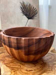 Tazón de Madera Premium, Tazón de Cocina Rústico Hecho a Mano, Ideal para Servir Ensaladas, Aperitivos y para Decoración de Mesa - Product Image 3