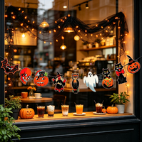 Guirlande populaire vintage d'Halloween : sorcière, fantôme, squelette pour la décoration murale et l'ambiance des fêtes à la maison
