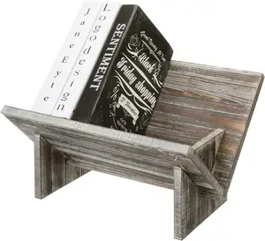 Contenitore per libri inclinato in legno massello in legno massello, supporto per libri di lettura