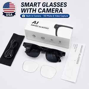Lunettes Intelligentes AI POV E09B 2026 avec Caméra 8MP, Enregistrement Vidéo, Lunettes de Soleil Intelligentes d'Extérieur, Traduction IA, Verres Électrochromiques - Stock US - Product Image 1