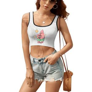 Camiseta sin mangas recortada para mujer con imagen personalizada, transpirable, cuello Halter, informal, estilo Hip Hop, largo, corto, nailon, Spandex, estampado disponible XS para verano - Product Image 5