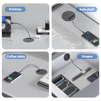 Prise de courant industrielle encastrée OEM personnalisable avec prise de bureau intégrée, charge rapide USB-C 10A 20W, passe-câble de 3 pouces