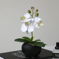 Vente en gros d'orchidées artificielles de haute qualité, fleurs d'orchidées artificielles au toucher réel, pot rond pour la décoration de la maison