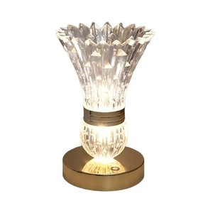 Lampe de table LED moderne en bois et cristal, blanc chaud, rechargeable, à commande tactile, intensité réglable, CRI 90 élevé, veilleuse pour chambre à coucher - Product Image 3