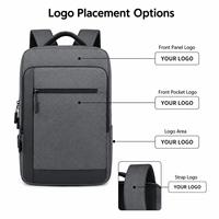 Sac à dos pour ordinateur portable professionnel 15,6 pouces pour homme, sac à dos de voyage étanche, sac à dos étudiant avec port USB et logo personnalisé pour le travail de bureau