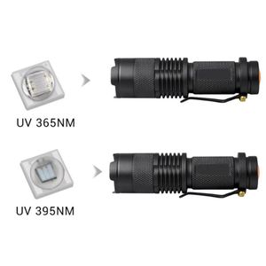 Mini linterna UV de bolsillo con zoom, antorcha ultravioleta, 365nm, luz negra, dinero, comprobación de orina <span class=keywords><strong>para</strong></span> mascotas, uso Industrial, batería AA - Product Image 6