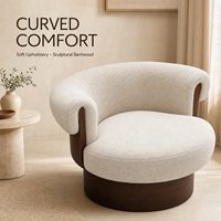 Fauteuil d'appoint en tissu OEM/ODM avec structure en bois courbé et rembourrage en mousse haute densité pour salon et hôtel