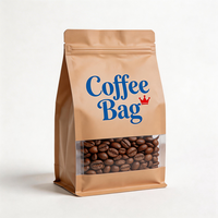 Sachet Doypack Personnalisé Imprimé avec Fenêtre, Fermeture Zip Refermable, en Papier Kraft de Qualité Alimentaire pour Grains de Café, Café Moulu, Produits de Boulangerie