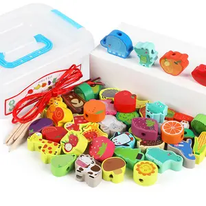Mainan Blok Anak-anak Manik-manik Hewan Buah Kayu Granticle 42 Blok Bangunan Mainan Pendidikan Lainnya