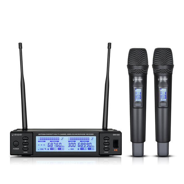 Professional BM680 UHF Karaoke Wireless Microphone System Auto Mute Handheld Mic for Professional Karaoke Performance with XLR
