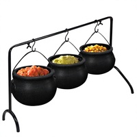 Ensemble de 3 bols de service/bols à bonbons classiques en plastique noir pour Halloween, pour la décoration de la maison et de la cuisine