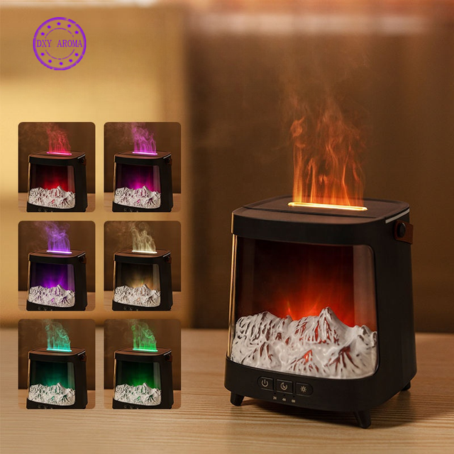 2025 NEW Bonfire Air Humidifier 200ml Simulated Fireplace Flame Aroma Diffuser With Colorful LED Light for Home