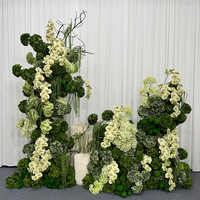 Décor floral de mariage LUYI : rangée de fleurs d'orchidées vertes et d'hortensias sur panneau KT, accessoires pour événements, scène, allée et sol