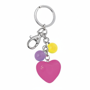 Portachiavi Promozionale a Forma di Cuore in Acrilico Fucsia con Moschettone Senza Confezione - Product Image 2