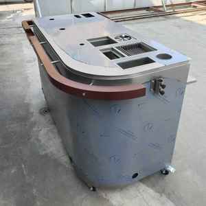 Chariot à café mobile en acier inoxydable avec accoudoirs en bois, station de bar, station à café portable commerciale pour café - Product Image 4