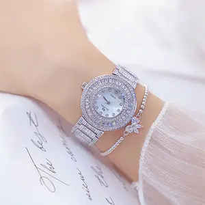 2021 नई गर्म हीरा सरल आइस्ड बाहर Baguette जिक्रोन घड़ी गहने महिला घड़ी बैंड फैंसी देवियों महिलाओं की कलाई घड़ियों