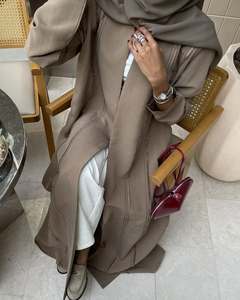 Hafizah Nova Abaya Marrom com Franjas, Cardigã Longo Simples e Elegante para Mulheres Muçulmanas, Atacado - Product Image 5
