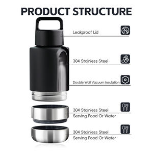 Logotipo personalizado 34oz 3 en 1 alimentador de alimentos para mascotas de acero inoxidable aislado de viaje al vacío botella de agua portátil para perros - Product Image 2