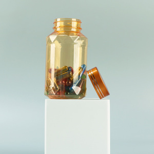 Botella Transparente Amarilla Personalizada, Envase de Plástico PET para Cápsulas, Botella Vacía para Productos de Salud con Tapa de Rosca - Product Image 1
