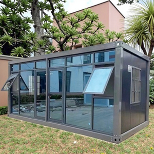 Indépendant 40ft 20ft Glass Container House Mobile Amovible Outdoor Office <span class=keywords><strong>Shop</strong></span> Made Sandwich Panel Steel for Courtyard - Product Image 4