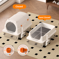 Nouvelle litière pour chat en acier inoxydable en forme de capsule spatiale, surdimensionnée, semi-fermée, détachable, facile à nettoyer
