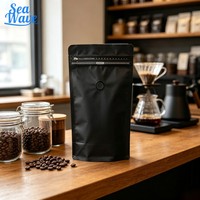 Sachets personnalisés noirs à valve et fermeture éclair pour l'emballage plastique de grains de café et de produits alimentaires