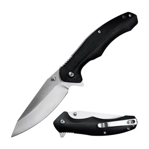 Custom Reverse Tanto D2 Satin Blade G10 Handle Folding Pocket Knife for Men