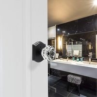 Poignées de porte en verre cristal vintage avec verrouillage d'intimité et base en laiton pour chambre, salle de bain, cuisine
