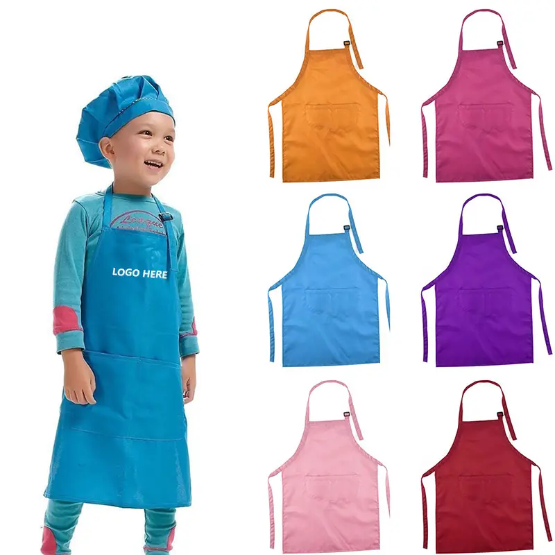 Customizable Logo Adjustable Kids Aprons With Chef Hats Arm Sleeves For Promotional