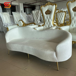 SMOOTH Elegant Hotel Wedding Reception Stage Decoration Lounge White Velvet <b>Sofa</b> For Bride - Product Image 1