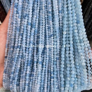 ลูกปัดพลอยสีน้ำเงินขนาด 2 มม. 3 มม. 4 มม. ทรงกลมเหลี่ยมเพชรพลอย อะความารีน อะมาโซไนต์ อะพาไทต์ หินธรรมชาติขนาดเล็กสำหรับทำเครื่องประดับ - Product Image 4