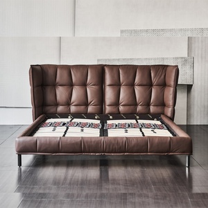 Camas Modernas de Diseño Italiano con Respaldo Alto, Fabricadas con Cuero Vacuno Genuino de Primera Calidad - Product Image 5