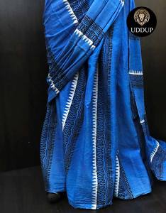 High on Demand Blue Borderless Mul Cotton Silk Saree para niñas Ropa informal y de fiesta disponible en Export - Product Image 5