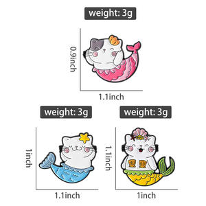 Sevimli denizkızı kedi broş emaye pimleri yaratıcı deniz-kızlık kedi karikatür broş çanta toplu - Product Image 6
