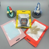 Vente en gros de sachets d'emballage en feuille de mylar réutilisables à fermeture éclair, à trois côtés, mats, rose et noir, pour gloss à lèvres, chaussettes et chaussures