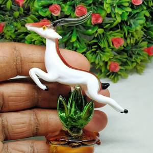 Artistic Hand Blown Glass <b>Deer</b> Statue Hand-<b>Painted</b> Animal Figurine Home Decoration Craft Decorative Piece - Product Image 4
