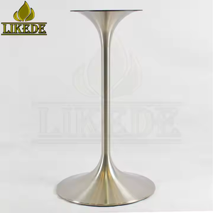 ब्रश स्टेनलेस स्टील ट्यूलिप टेबल बेस | कैफे, रेस्तरां, होटल और कार्यशाला फर्नीचर के लिए आधुनिक तुरही डिजाइन धातु तालिका पैर - Product Image 4