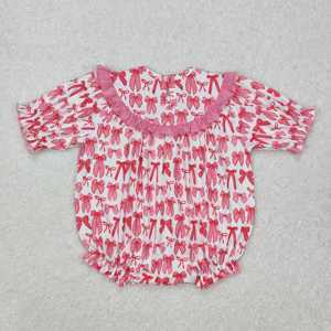 Précommande MAMAS BESTIE Coquette arcs rose <span class=keywords><strong>petites</strong></span> filles tenues bébé smocké bulle barboteuse soeur correspond bébé vêtements nouveau Design - Product Image 6